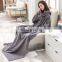 Custom lazy nap sofa casual shawl with sleeves warm blanket