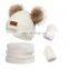 3Pcs Kids Winter Knitted Hat Scarf Gloves Set with Warm Fleece Lined for Children Girls Boys of 1-3 Years
