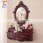 Home Hotel Classic Wall Makeup Mirror With Antique Mirrored Dressing Table Set