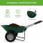 Green poly tray double wheel garden wheelbarrow/wheel barrow