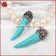 Small Pepper Shape Blue Turquoise With Withe Zircon Pendant Bead