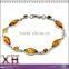 Natural Amber Sterling Silver Contemporary Marquise Gem Stone Bracelet