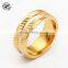 Hot sale custom Stainless steel gold plated Etching carving Pattern ring for men