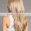 24" Hairy Grace Remy Hair Long Women Human Hair Wig Extension with Bang Golden