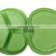 Folding 1000ml 3 Compartment Green White Plastic Disposable Bento Lunch Box/ Take Away Bento Box/hot Food Package Box