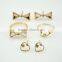 Hot sale Korean fashion rhinestone earring bowknot heart design rings gold jewelry sets