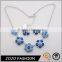 Jewelry Sets Rhodium Plated Combine With Five Alloy Flower Inlay Resin Stones Necklace And Earring Set