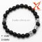 Ladie Black Matte Onyx Beads Bracelet with Stainless Steel Charm