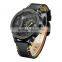 WEIDE Universe 3 Time Zones Watch Men Sport Water Resistant 3ATM Quartz Original Leather Strap Men's Watches
