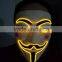 High quality carnival party newest fashion design custom EL WIRE v for vendetta mask