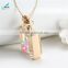 Wholesale fashion Pentagram colorful birthstone crystal glass box Wish stone necklace gold necklace stone gift