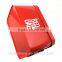 big hinged rectangular strong red metal pop lock box
