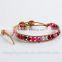 6mm colorful small stone beads agate gemstone bracelet, hawaii leather bracelet, cords leather bracelet
