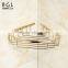 Shinning Styke Wall Mounted Bathroom Accessories Gold Finishing Brass Corner Basket for Bahroom Storage