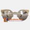 Half rim wood brown lens round sunglasses