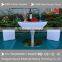 Battery rechargeable LED plastic rotating round production table with legs metal
