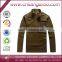 Men's 65% polyester 35% cotton with logo patch zipper collar and pocket military polar fleece jacket