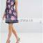 Floral Print pattern Stripe Organza Sleeveless Dress/women dress/clothing