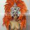 Ornate womens carnival feather headdress