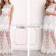 Round Neckline Off White Floral Applique Lace Maxi Dress Evening Dresses HSD5241