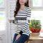 wholesale small to xlarge ladies trendy cotton long sleeve striped t-shirts