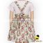 Summer Frock Design Cotton Flower Pattern Printed Baby Girl Suspender Floral School Uniform Rustic Dress