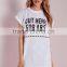 Women custom rolled sleeves white t shirt,elongated t shirt wholesale china