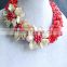 2015 New design !!! Red coral and shell flower jewelry necklace UG#6546