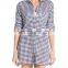 C48 Gingham Cover-Up Boyfriend Beach Shirts Women Long Sleeve