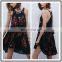 New 2015 African Clothes Designs Floral Printed Elegant Chiffon Casual Swing Dresses NT6749