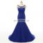 Plus Size Mermaid Evening Dress Evening Party 2016 High Quality Scoop Beaded Crystals Tulle Long Prom Dress Robe De Soiree