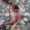 Printed 100% Silk Crepe Georgette with black background and flowers