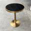 Modern marble top golden chrome base tea table for cafe