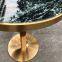 Modern marble top golden chrome base tea table for cafe