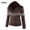 Customized wholesale Plus size women's detachable hooded leather jacket coat top motorcycle jacket PU pilot motorcycle suit