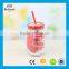 480ml glass beverage jar clear glass 16oz mason jar with handle and straw