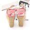 2015 Pink Bowknot Spanish Brands Woman Fashion Heeled Strap Sandals Shoes