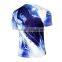 Polyester Spandex Short Sleeves Compression Shirt / Rash Guard with Aqua Spiderman design