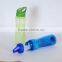 2016 BPA free Tritan plastic material drinking water bottle child water bottle with rubber straw and ice infuser