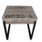 Antique solid wood set of 3 side table with metal stands
