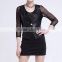 New autumn pu leather blazer jacket with transparent sleeves
