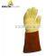 Deltaplus terry cloth papa-aramid fiber cow-hide cuff heat-resistant safety gloves