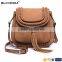 customized metal rivet and tassels PU leather women brown crossbody bag