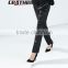 New Arrival Autumn And Winter Black Patchwork Long Trousers Leather Pants Full Length Slim Women's Skinny Pencil Pants