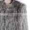 High quality knitted fur coat with rabbit/silver fox fur/high fashion fur style for ladies KZ150105