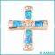 Custom 925 Sterling Silver Created Synthetic Opal Cross Pendant Wholesale