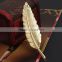Leaf Shape Gold Plated Alloy Handmade Rhinestone Brooch For Women