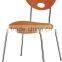 Strong durable plywood stackable dining chair with durable tube legs