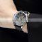 Stainless Steel Black Dial Leather Strap Analog Date Quartz Men Business Watch