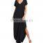 Summer Casual T shirt Dress Black Split Maxi Dress Women V Neck Loose Dress